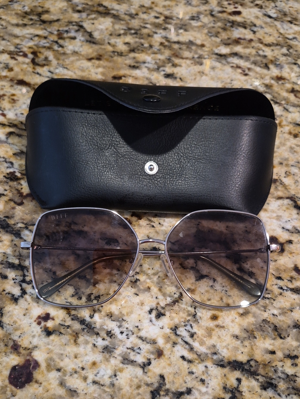 Diff Eyewear Silver Frame Sunglasses with Gradient Gray Lenses